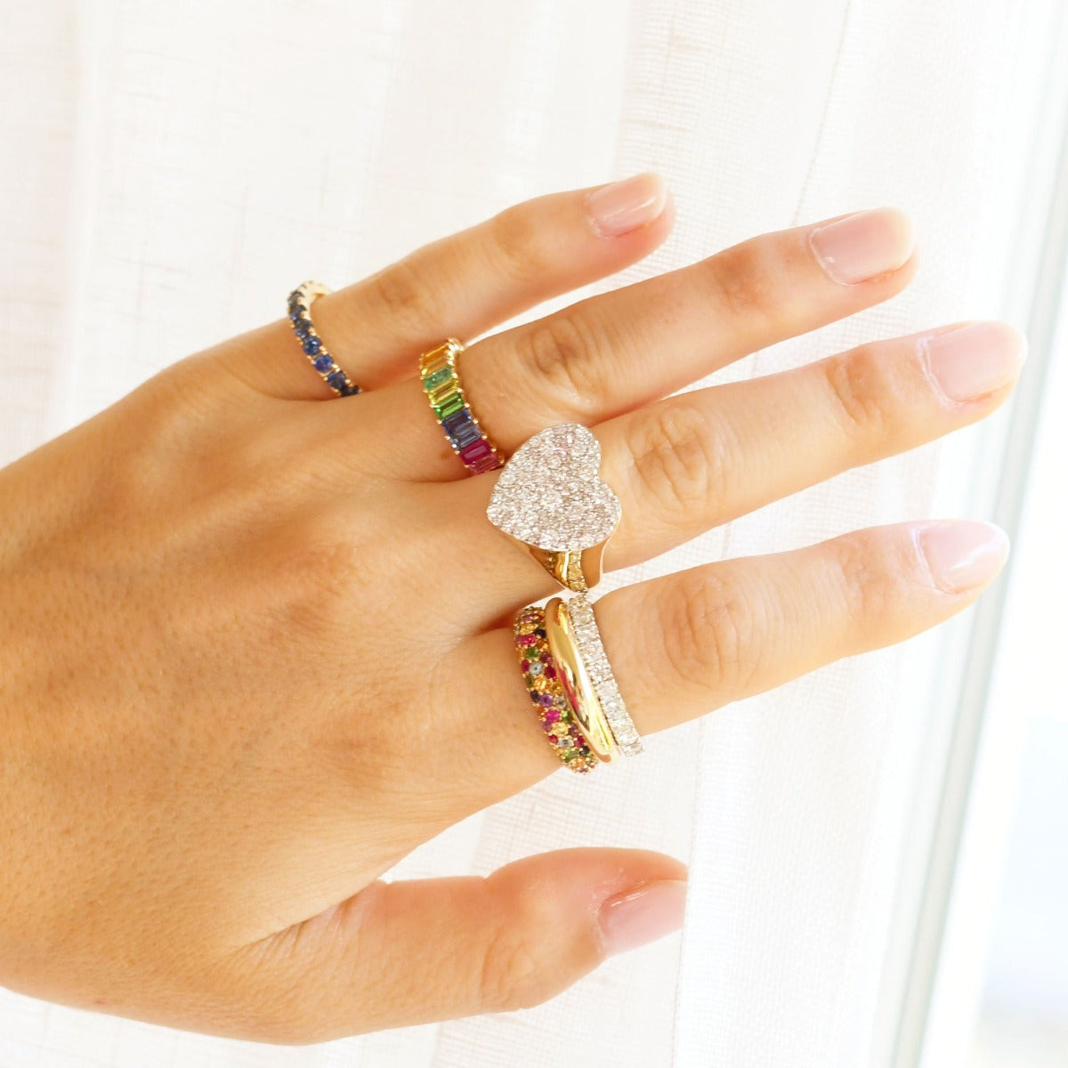 Diamond Heart Signet Ring